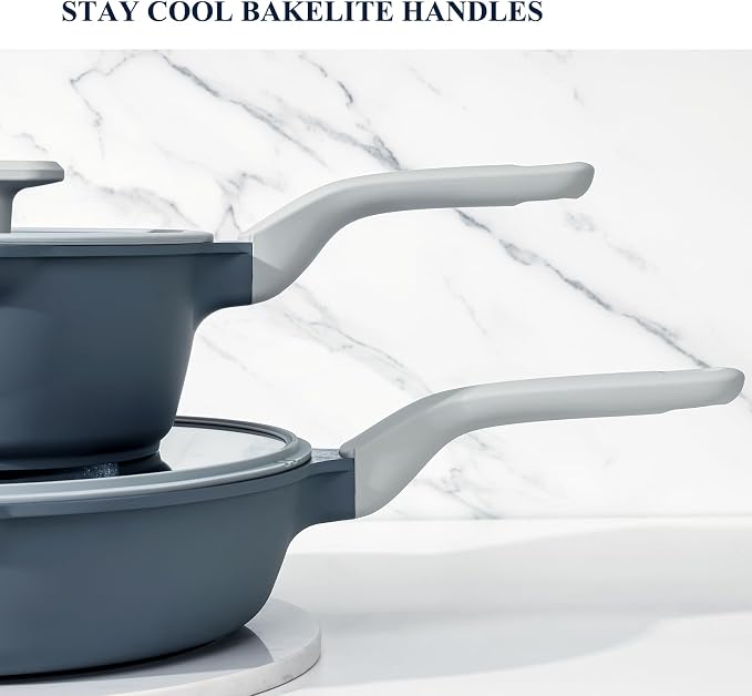PRICUSIS Nonstick Saucepan Set with Lids, 2QT and 2.7QT Ceramic Sauce Pan Set, Non Toxic Sauce Pots with Pour Spouts for Multipurpose Use, PTFE, PFOA & PFAS Free, Induction Compatible.