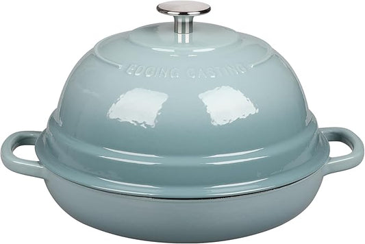 EDGING CASTING Enameled Cast Iron Dutch Oven Pot with Lid, Round Bread Oven for Homemade Sourdough Bread Baking, 6 Quart, Seasalt