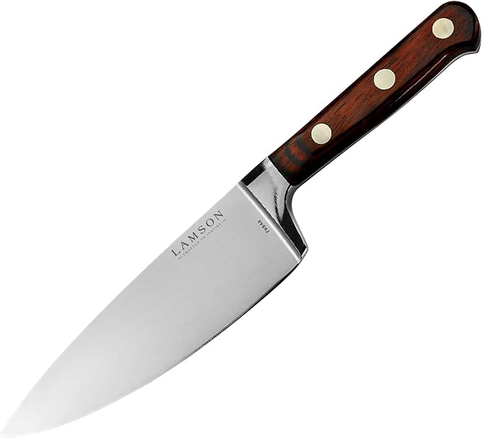 Lamson Premier Forged 4" Chef's Knife, Hi-Carbon Stainless Steel Blade, Triple Riveted for Balance, Ideal for Dicing, Slicing & Chopping, Kitchen Knives - Sierra Handle