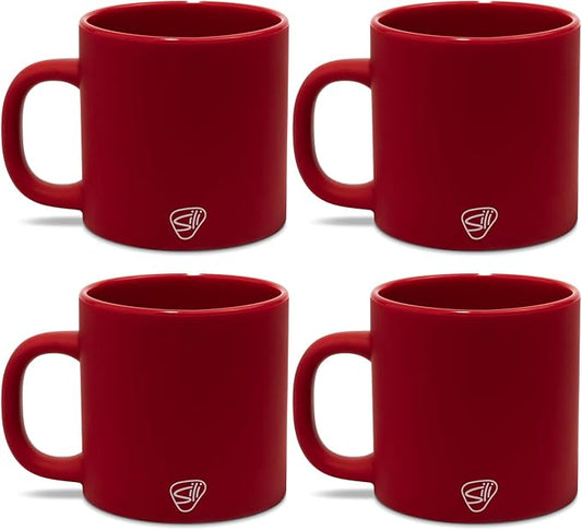 Silipint 16oz Silicone Coffee Mug – Unbreakable Dishwasher Safe Microwave Oven & Freezer Compatible Travel Mug – Non-Toxic Reusable Cup for Hot Coffee Tea or Cold Drinks Pack of 4 Classic Red