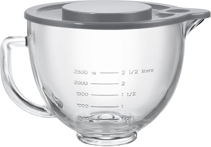 Stand Mixers Bowl for Kitchenaid 4.5 Quart and 5 Quart, Glass Mixing Bowl with Lid and Measurement Markings