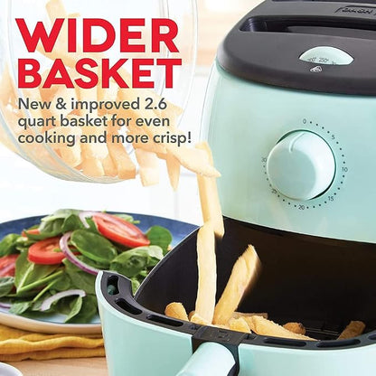 Dash Tasti-Crisp™ Air Fryer - AirCrisp® Technology - Compact Design with Adjustable Temperature Control - Nonstick Fry Basket & Auto Shut-Off Feature - 2.6 Quarts - Aqua