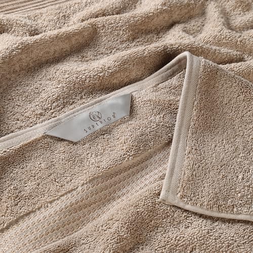 Superior Egyptian Cotton 4-Piece Bath Towel Set for Shower, Bath, Spa, Resort, Hotel, Soft Body Towels, Airbnb Essentials, Apartment, Dorm, Quick Dry, Absorbent, Bathroom Basics, Taupe