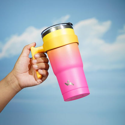 Konokyo 20 oz Tumbler with Handle and 2 Straw 2 Lid, Insulated Water Bottle Stainless Steel Vacuum Cup Reusable Travel Mug,Rainbow