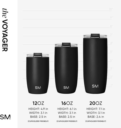 Simple Modern Voyager Tumbler with Flip Lid | Travel Coffee Mug | Insulated Stainless Steel Cold Brew Iced or Hot Coffee Cup | Gifts for Women Men Her Him | 12oz, Stormy Skies