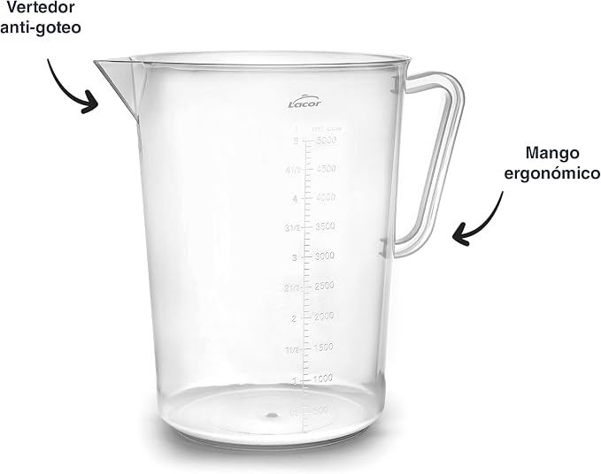 Lacor - 67214 - Measuring Jug, Measuring Cup, Liquid Meter, Polypropylene, BPA Free, 20 cm, 5 L