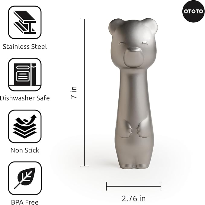 OTOTO Ice Cub Bear Ice Cream Scoop - Cool Kitchen Gadgets, White Elephant Gifts, Cute Kitchen Accessories, Funny Gifts, Stainless Steel Ice Cream Scooper, Cookie Dough Scoop, Cookie Scoop (Silver)