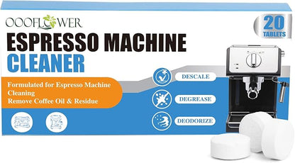20 Count Coffee Machine Cleaning Tablets, Descaling, Backflush Oil,Limescale & Mineral Deposits Remover Tabs for Espresso Machine, Multi Cup, Pod, Single Serve