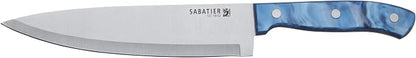 Sabatier 6- Piece Triple Rivet Stainless Steel Kitchen Knife Set, Razor-Sharp Kitchen Knife to Cut Fruit, Vegetables and more, High-Carbon Stainless Steel, Blue Acrylic Handles