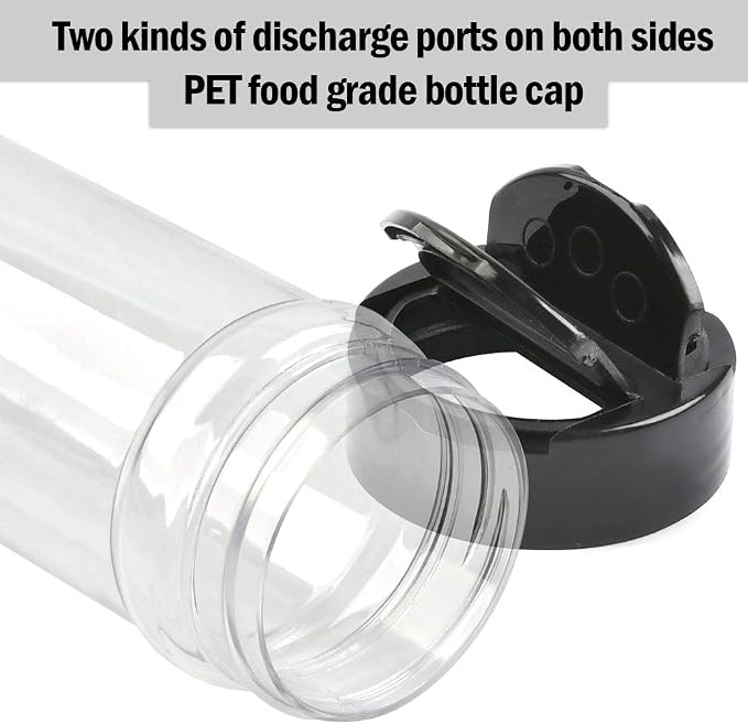 12 Pack Plastic Spice Containers, 8oz Plastic Spice Jars with Black Cap, Plastic Spice Bottles With Shaker Lids, Empty Seasoning Bottles Plastic Seasoning Containers for Spice, Herbs and Powders
