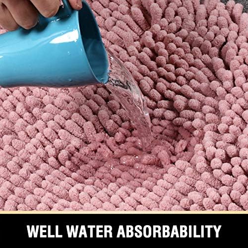 H.VERSAILTEX Bathroom Rugs Bath Mats for Non Slip Luxury Chenille Extra Soft Absorbent Shaggy Mat Washable Fast Dry Sets 2 Piece (Coral Pink, 24'' x 36''/20'' 32'')