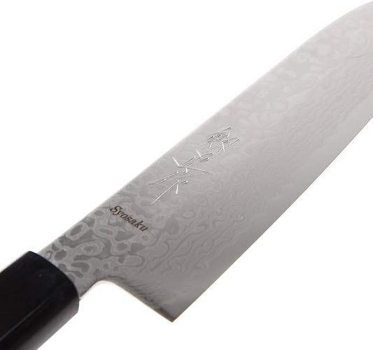 Japanese Multi Purpose Chef Knife Damascus ZA18 69 Layer Octagonal Walnut Handle, Santoku 7-inch (180mm)