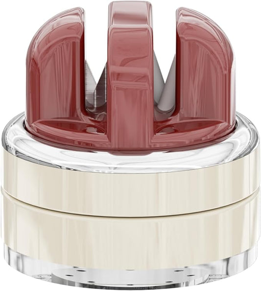 Kitchen Knife Sharpener with Suction base for Hands Free,Compact Pocket Knife Sharpeners,All-in-one Professional Knife Sharpener Tool Suitable for: Kitchen Knives,Cleaver,Fruit Knives(Red)