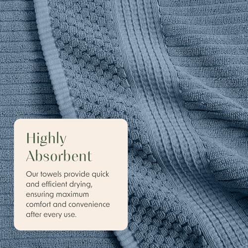 Springtree Home 100% Cotton Bath Towel Set | 6-Piece Set | Textured | Ocean