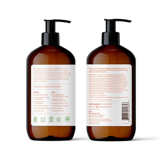 Everyone Liquid Hand Soap,12.75 Ounce,Apricot and Vanilla,Plant-Based Cleanser with Pure Essential Oils,(Pack of 6)