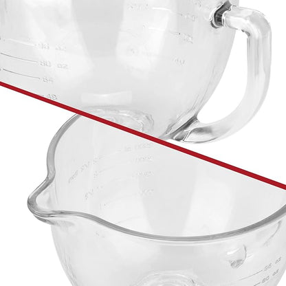 Tilt-Head Stand Mixer Glass Bowl, 5 QT,Compatible with Kitchenaid Artisan 5KSM125, 5KSM150, 5KSM175, 5KSM7580, KSM150, RRK150,K45, K45SS, KSM75, KSM90, KSM95,Classic without Lid
