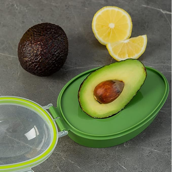 Avocado Saver Holder,with Clear Snap-On Lid Reusable Food Crisper Storage Box Fruit Fresh Container Kitchen Gadget to Keep Your Fruit Fresh for Days(COLOR:Green)
