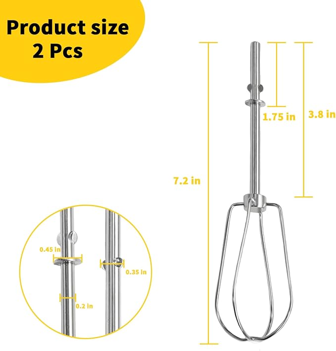 Hand Mixer Beaters for KitchenAid, Turbo Beaters Compatible with W10490648, KHM2B, AP5644233, PS4082859 Parts (2 Pack)