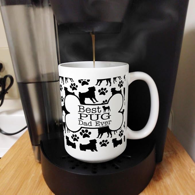 ThisWear Dog Dad Gifts For Men Best Pug Dad Ever 15oz Ceramic Coffee Mug with Handle