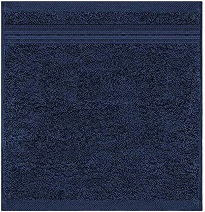 American Veteran Towel, 100% Cotton Turkish Washcloths for Bathroom Essentials 4 Pack, Soft Absorbent Wash Cloths Quick Drying Small Towels Washrags, Navy Blue