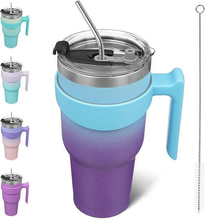 BJPKPK 40oz Tumbler With Handle Stainless Steel Insulated Tumbler Cups With Lid And Straw,Ocean Dream
