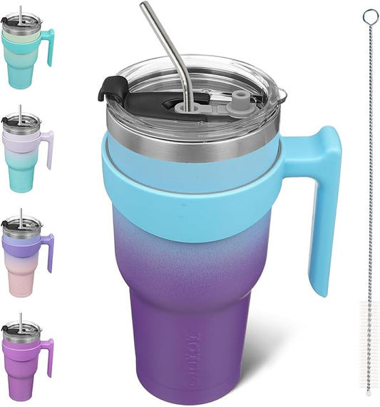 BJPKPK 40oz Tumbler With Handle Stainless Steel Insulated Tumbler Cups With Lid And Straw,Ocean Dream