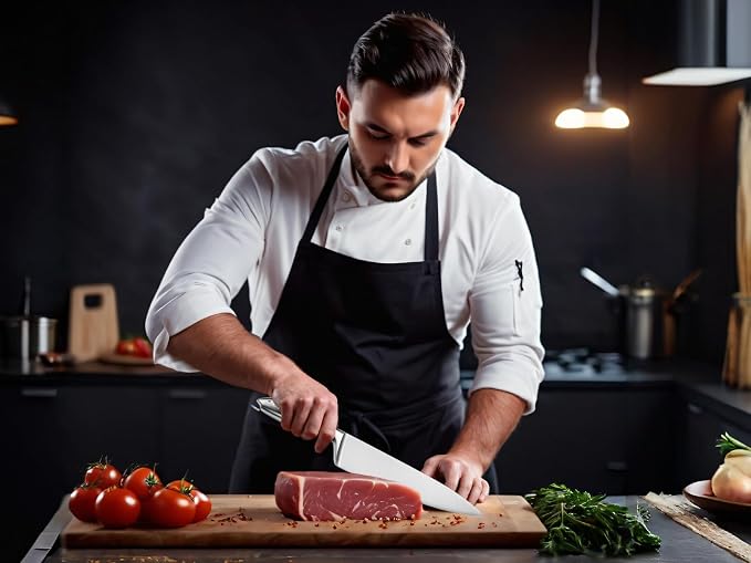 WELLSTAR Chef Knife with Sheath, Sharp Kitchen Knife 8 inch Cooking Knives with German HC Steel - Silver