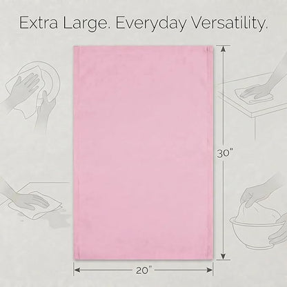 Urban Villa Kitchen Towels 100% Cotton Dish Towels for Kitchen(Set of 6) 20”x30” Dish Cloths Highly Absorbent Kitchen Linen Set with Hanging Loop Perfect for Drying Dishes Cleaning Hand Towels – Pink