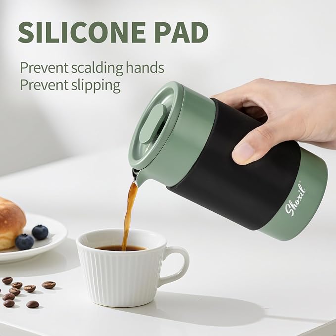 French Press – 350ml Stainless Steel Coffee Press, 2 Cup Cafetiere for Ground Coffee, Portable French Press