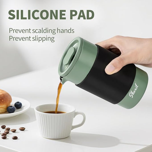 French Press – 350ml Stainless Steel Coffee Press, 2 Cup Cafetiere for Ground Coffee, Portable French Press