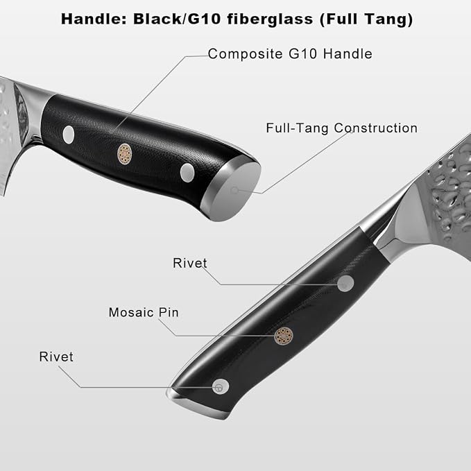 Chef's Knives 8 Inch,VG-10 Core with Damascus Stainless Steel Cladding,High Carbon Super Steel with Full Tang G10 Handle,Professional Japanese chef Knife for Home & Restaurant Includes Gift Grindstone