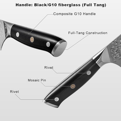 Chef's Knives 8 Inch,VG-10 Core with Damascus Stainless Steel Cladding,High Carbon Super Steel with Full Tang G10 Handle,Professional Japanese chef Knife for Home & Restaurant Includes Gift Grindstone