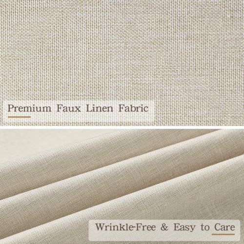 Furlinic No Hook Scalloped Shower Curtain Beige Linen Modern Neutral 72x75