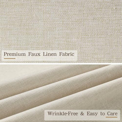 Furlinic Waterproof No Hook Shower Curtain Beige Extra Wide 96x75 Scalloped