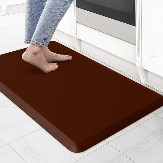 KitchenClouds Kitchen Mat Cushioned Anti Fatigue Rug 17.3"x28" Water Resistant, Non Slip, Standing and Comfort Desk/Floor Mats for House Sink Office (Coffee)