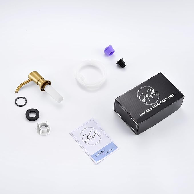 GAGALIFE Built in Counter Soap Dispenser for Kitchen Sink and Soap Dispenser Extension Tube, Anti-Leakage Upgrade with 40" Soap Tube No More Top Refill, Brushed Gold