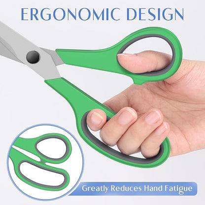 Scissors, Set of 6 EEKEDO Scissors All Purpose 8" for Office Home Craft Sewing Fabric Teacher School Supplies, Right/Left Handed, Soft-Grip Handles, Sharp Blade