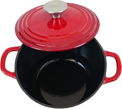 Flavehc Dutch Oven Pot with Lid 2.8 Qt Cast Iron Dutch Oven for Bread Baking, Red Enameled Cast Iron Soup Pot, Small Deep Dutch Oven for Soup, Stews & Small Family Meals