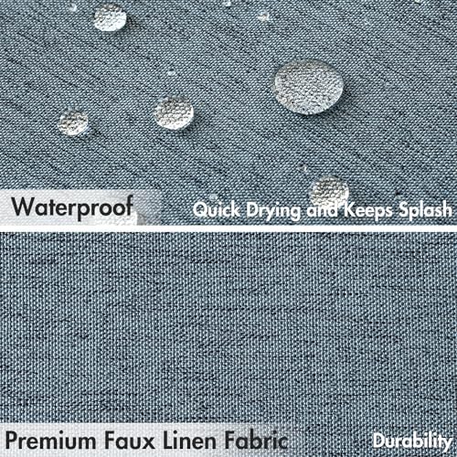 MIULEE Linen Fabric Shower Curtain Dusty Blue W72*L72 12 Metal Hooks
