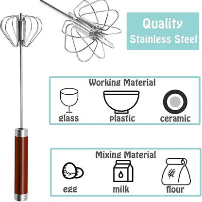 Semi-automatic Whisk, Stainless Steel Egg Beater, Hand Push Rotary Whisks Mixer Stirrer for Making Cream, Whisking, Beating and Stirring (3 Color2)
