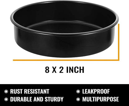 HIWARE 8-Inch Round Cake Pan Set of 3, Nonstick Baking Cake Pans with 90 Pieces Parchment Paper, Dishwasher Safe