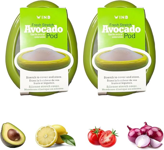 Winb Reusable Fruit and Veggie Savers - Ideal for Avocado Saver, Tomatoes Saver, Apples Saver, Garlic Saver, Onion Saver (Avocado saver-2 Count)
