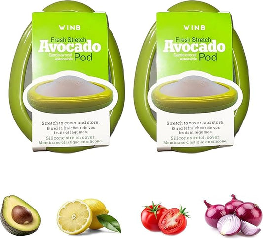 Winb Reusable Fruit and Veggie Savers - Ideal for Avocado Saver, Tomatoes Saver, Apples Saver, Garlic Saver, Onion Saver (Avocado saver-2 Count)