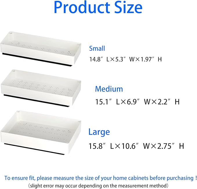 Pull Out Cabinet Organizer with Slide Out Drawers, Under Sink Organizer for Kitchen & Bathroom, White, Small Sizes