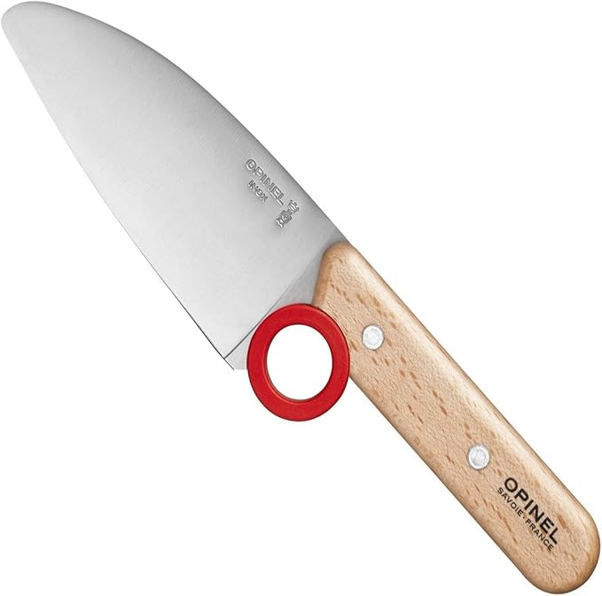 Opinel Le Petit Chef Complete 3 Piece Kitchen Set, Chef Knife with Rounded Tip, Fingers Guard, Peeler, For Children and Teaching Food Prep and Kitchen Safety, Made in France
