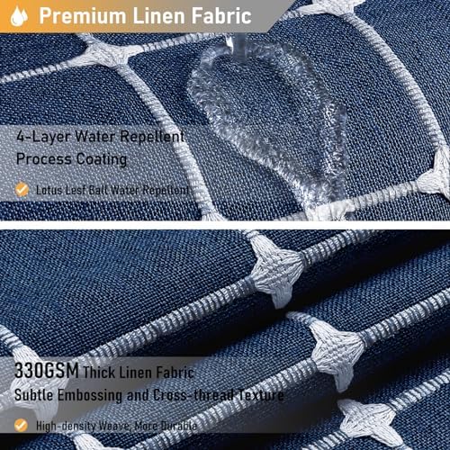 BTTN Stall Boho Farmhouse Linen Heavy Duty Shower Curtain, 36x72, Navy Blue