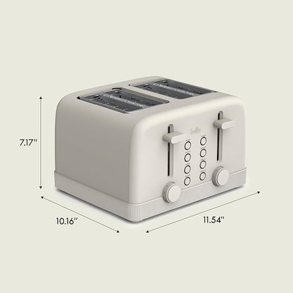 bella 4 Slice Toaster, 6 Setting Shade Control with Reheat & Cancel Buttons, Removable Crumb Tray, Anti Jam & Auto Shutoff, 900 Watt, Oatmilk