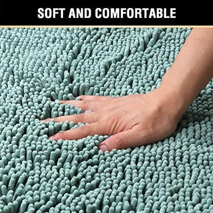 H.VERSAILTEX Microfiber Bath Rugs Chenille Floor Mat Ultra Soft Washable Bathroom Dry Fast Water Absorbent Bedroom Area Rugs, 24 x 42 - Inch, Eggshell Blue