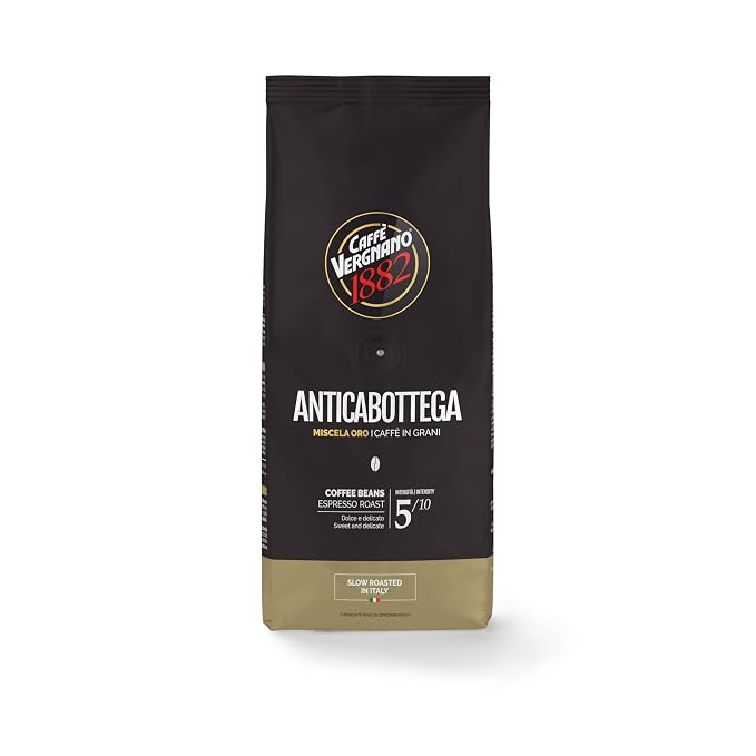 Caffe Vergnano Antica Bottega Whole Bean Coffee 1.1 lb Bag - Medium Roast Arabica Espresso Beans, Italian Coffee Chocolate Caramel Nut Notes - For Coffee Maker, French Press Espresso Maker, Moka Pot