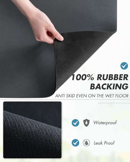 AMOAMI-Coffee Mat Hide Stain Rubber Backed Absorbent Dish Drying Mat for Kitchen Counter-Coffee Bar Accessories Fit Under Coffee Maker, Espresso Machine, Pot, Dish Rack,16"x24" Dark Grey